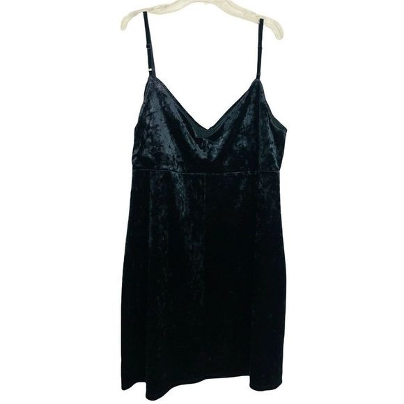8481 Women's sz large Black velour velvet Little Black dress - Picture 2 of 8
